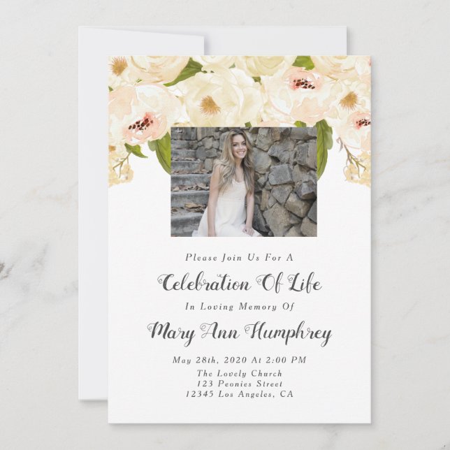 Celebration Of Life Invitations, Funeral Invitation (Front)