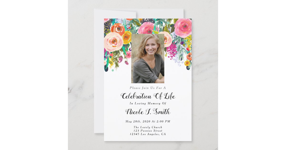 Celebration Of Life Invitations, Photo Invitation Zazzle