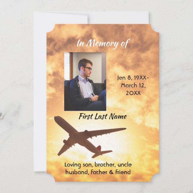 Celebration of Life Invite Airplane Pilot (Front)