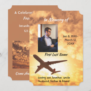 Celebration of Life Invite Airplane Pilot