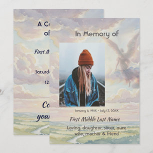 Celebration of Life Invite Angel Sky Clouds