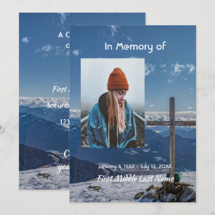 Celebration of Life Invite Crucifix Cross Mountain