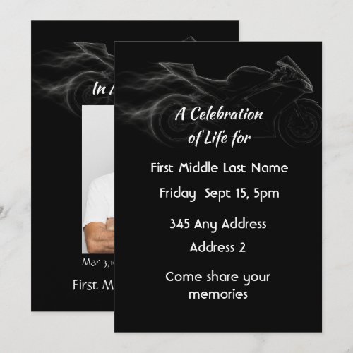 Celebration of Life Invite CustomMotorcycle Biker