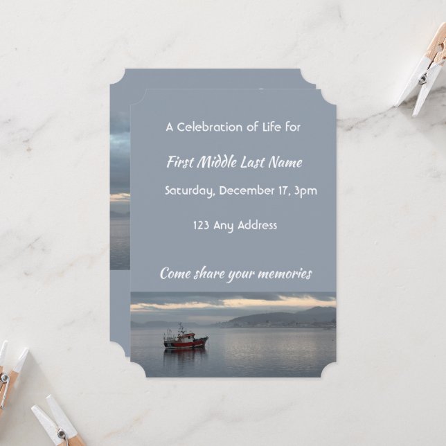 Celebration of Life Invite Fishing Boat Fisherman (Front/Back In Situ)