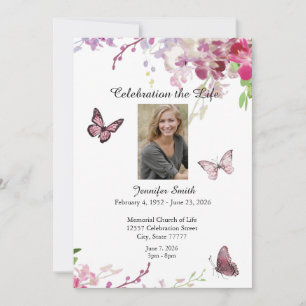 Celebration of Life Invite Pink Orchids