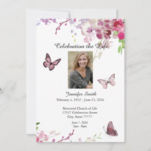 Celebration of Life Invite Pink Orchids