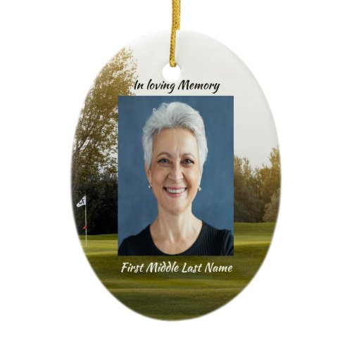 Celebration of Life Keepsake Golf Course Golfing  Ceramic Ornament