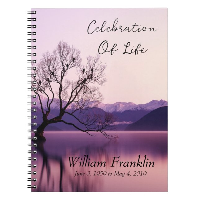 Celebration of Life Lake Sunset Tree Landscape Notebook (Front)