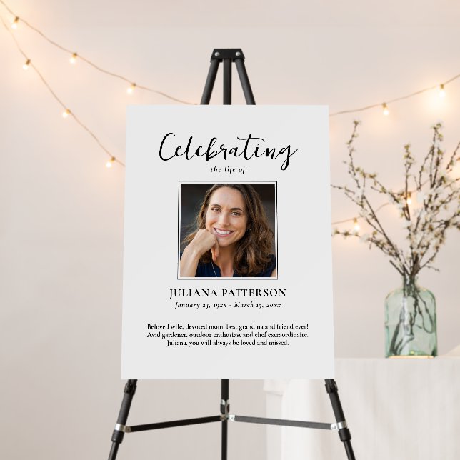 Celebration of Life Large Photo Welcome Funeral Foam Board (In Situ (Stand))