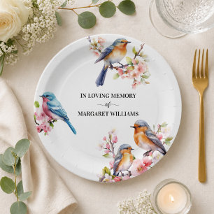 Celebration Of Life Little Birds Floral  Paper Plates