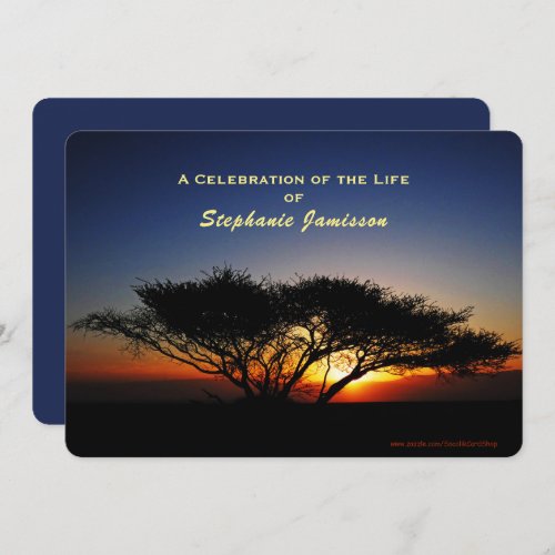 Celebration of Life Lone Acacia Tree at Sunrise Invitation