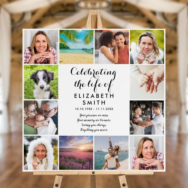 Celebration of Life Memorial 12 Photo Funeral Sign (Creator Uploaded)