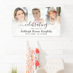 Celebration of Life Memorial 3 Photo Banner | Zazzle