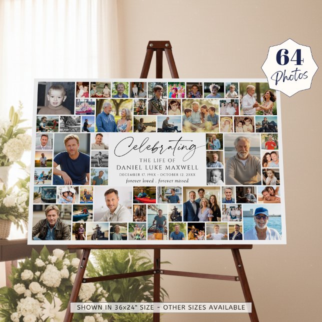  Celebration of Life Memorial 64 Photo Collage Foam Board (Creator Uploaded)