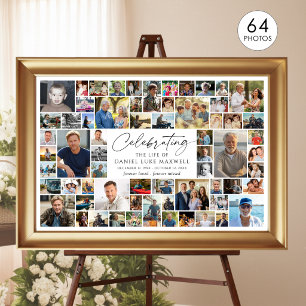 Celebration of Life Memorial 64 Photo Collage Poster