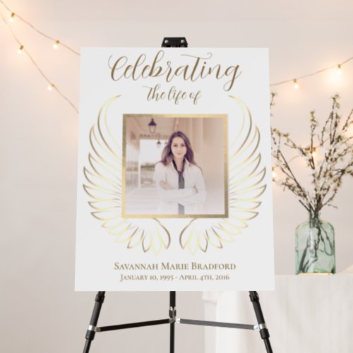 Celebration of Life Memorial Angel Wings Photo Foam Board