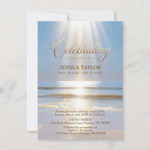 Celebration of Life Memorial Beach Ocean & Poem Invitation