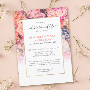 Celebration of Life Memorial Bright Floral Invitation