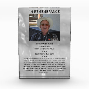 Celebration of Life Memorial by Janz Photo Gray Acrylic Award