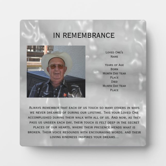 Celebration of Life Memorial by Janz Plaque (Front)