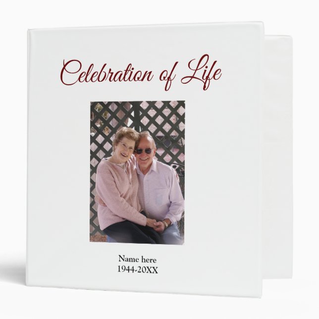 Celebration of life memorial cross guest book 3 ring binder (Front/Inside)