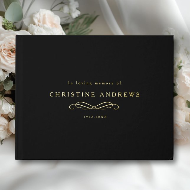 Celebration of Life Memorial–Elegant Minimal Black Foil Guest Book (Celebration of Life Memorial–Elegant Minimal Black Foil Guest Book)