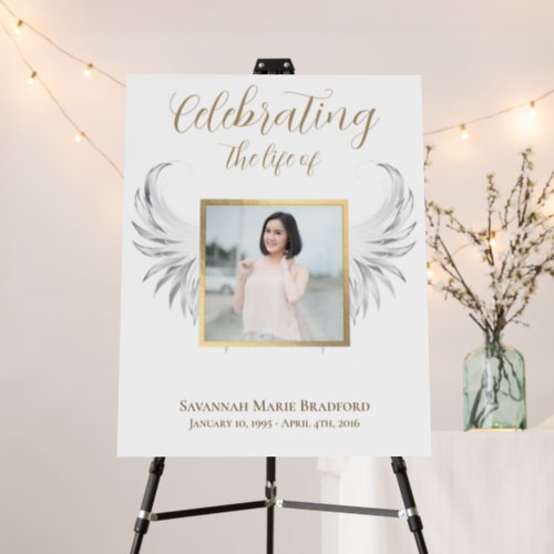 Celebration of Life Memorial Feather Wings Photo Foam Board