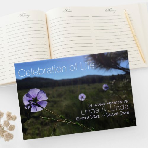 Celebration of Life Memorial Floral Photo Custom Guest Book