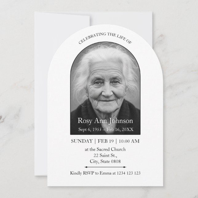 Celebration of Life Memorial Funeral Invitation (Front)