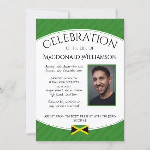 CELEBRATION OF LIFE Memorial Funeral JAMAICA Photo Invitation