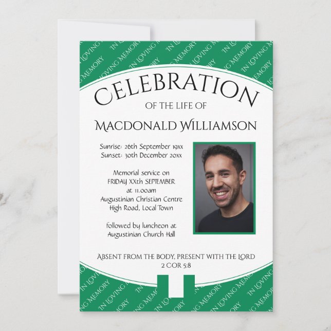 CELEBRATION OF LIFE Memorial Funeral NIGERIA Photo Invitation (Front)