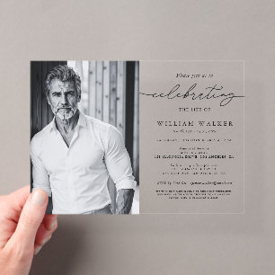 Celebration of Life Memorial Funeral Photo Acrylic Invitations