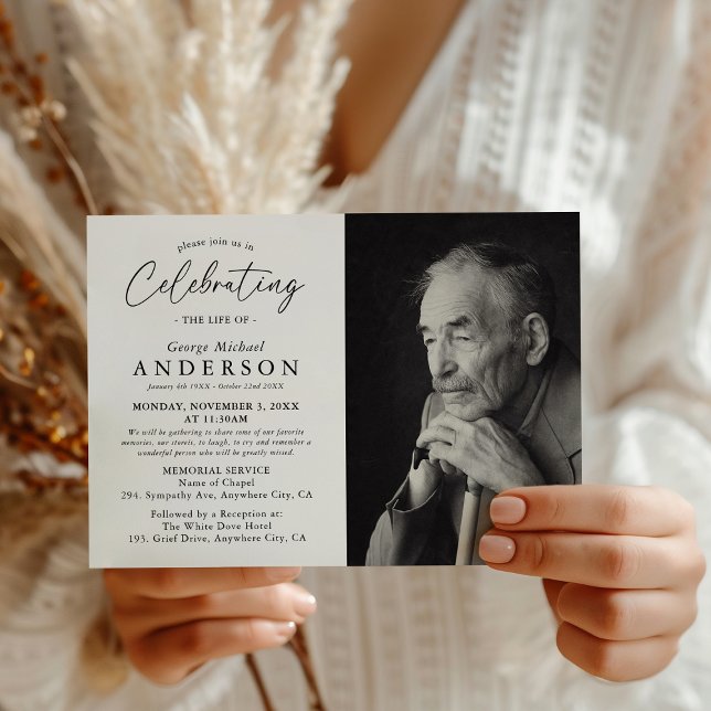 Celebration of Life Memorial Funeral Photo Invitation (Creator Uploaded)