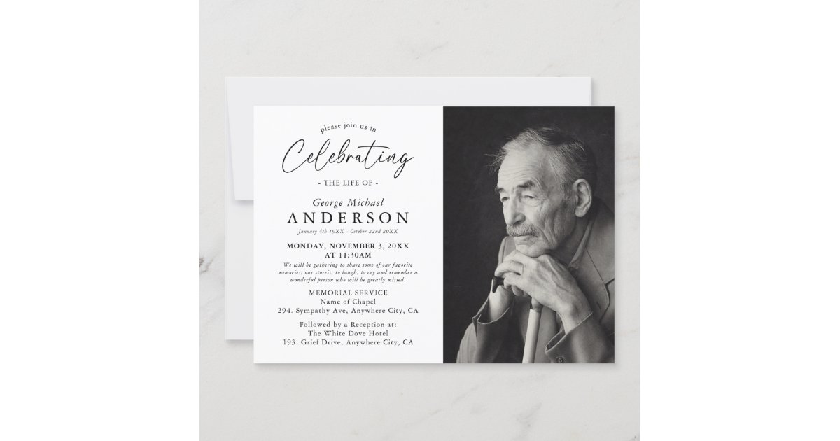 Celebration of Life Memorial Funeral Photo Invitation Zazzle