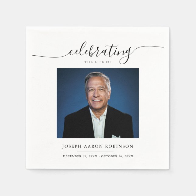 Celebration of Life Memorial Funeral Photo Napkins (Front)