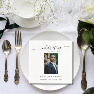 Celebration of Life Memorial Funeral Photo Napkins