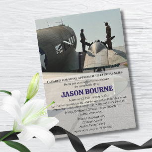 Celebration of Life Memorial Funeral Photo,Pilot, Invitation