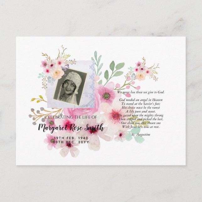 Celebration of Life Memorial Gift  ADD PHOTO VERSE Postcard (Front)