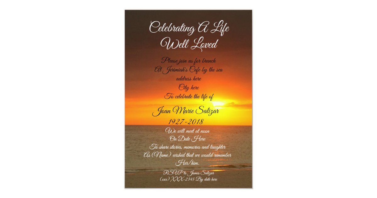 "Celebration of Life" memorial invitation | Zazzle.com