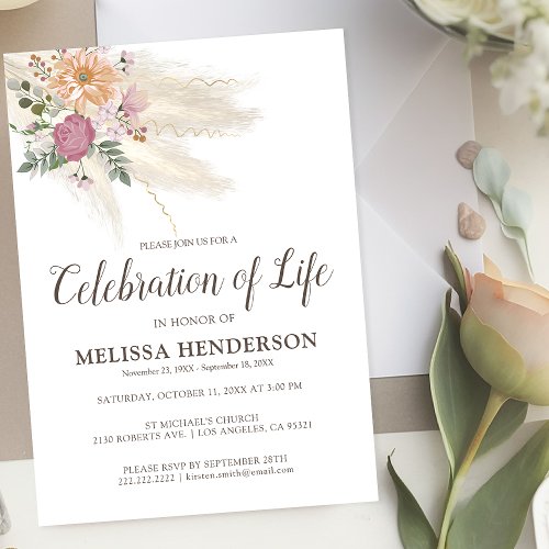 Celebration of Life  Memorial Invitation