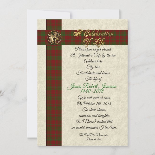 Celebration of life memorial invitation for man (Front)