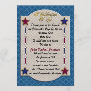 Celebration of life memorial invitation patriotic