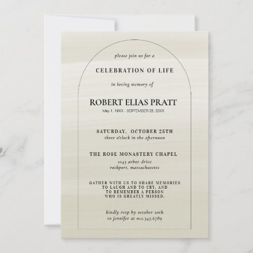 Celebration of Life Memorial Minimalist Boho Invitation