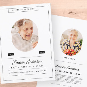 Celebration of Life Memorial Modern Simple Photo Invitation