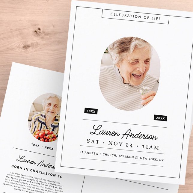 Celebration of Life Memorial Modern Simple Photo Postcard (Creator Uploaded)