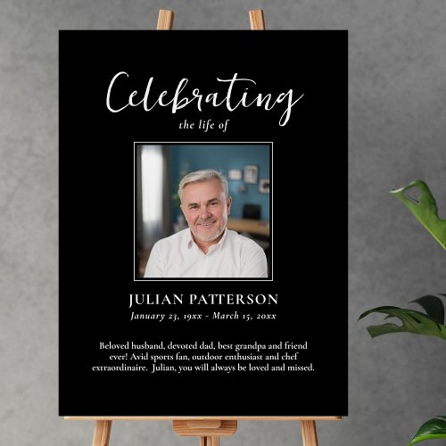 Celebration of Life Memorial Photo Black Custom Acrylic Sign