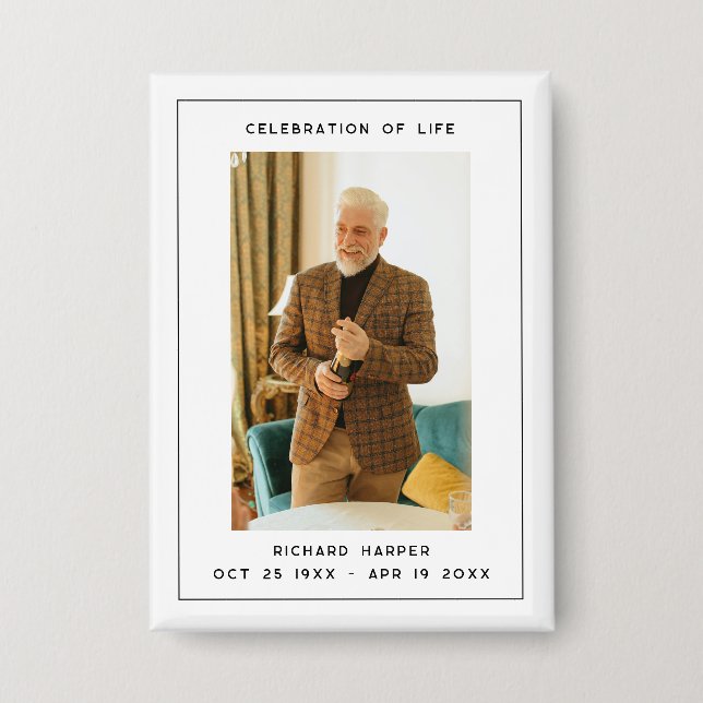 Celebration Of Life Memorial Photo Button (Front)