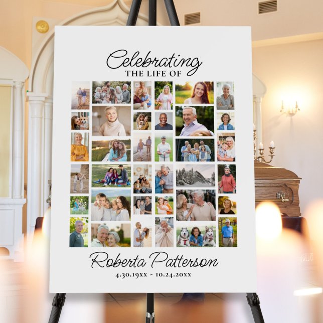 Celebration of Life Memorial Photo Collage Custom Acrylic Sign (Creator Uploaded)