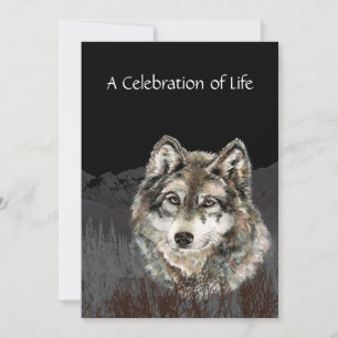 Celebration of Life Memorial Remembrance Wolf Invitation