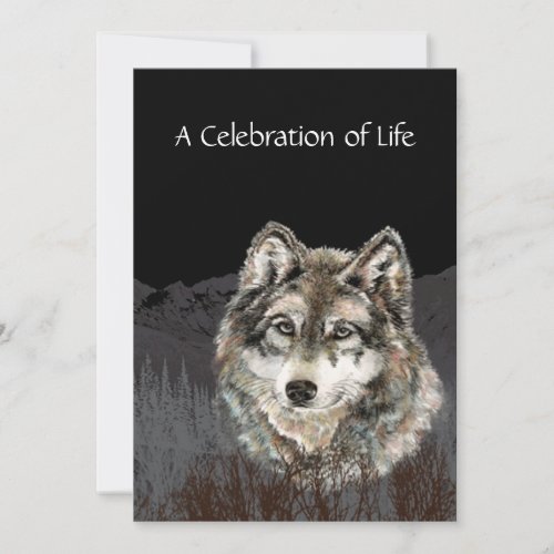 Celebration of Life Memorial Remembrance Wolf Invitation